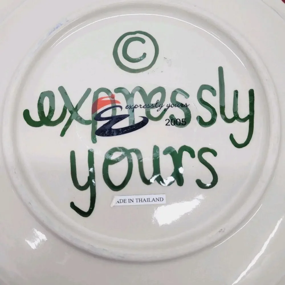 3 PC Set EXPRESSLY YOURS Serving Platter Plate & Bowl Vintage Christmas Pottery